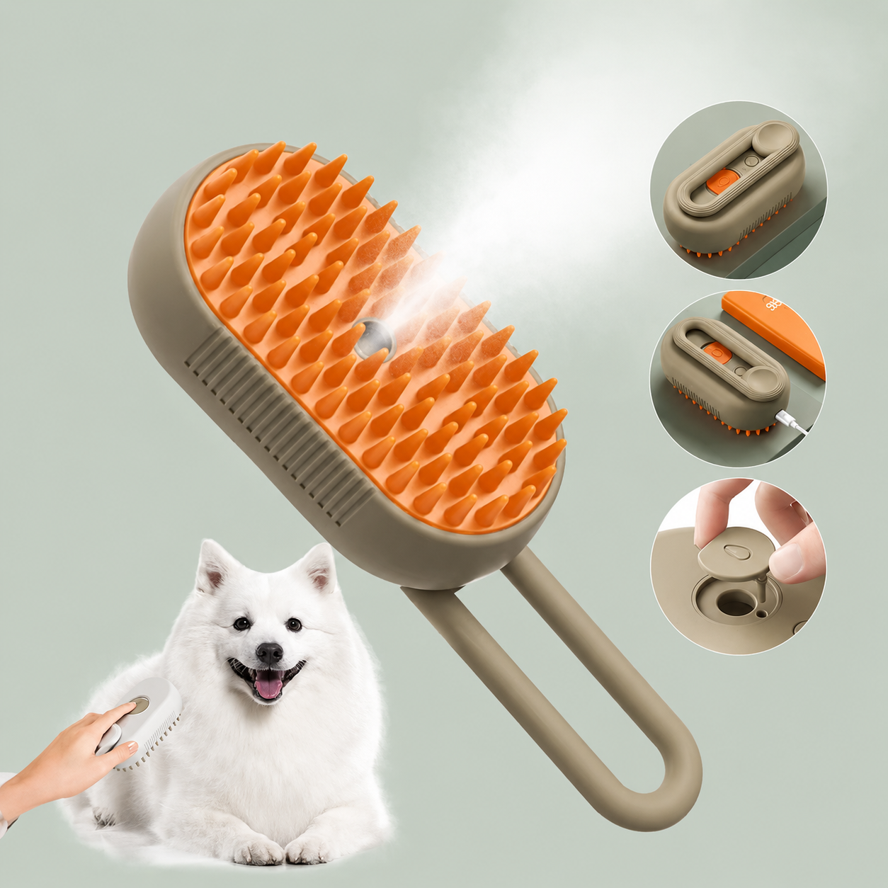 1~2Pcs Steam Pet Brush 3-In-1 Massage Dog Steamy Brush Spray Beauty Tangled and Loose Hair Removal Cats Grooming Comb Dogs