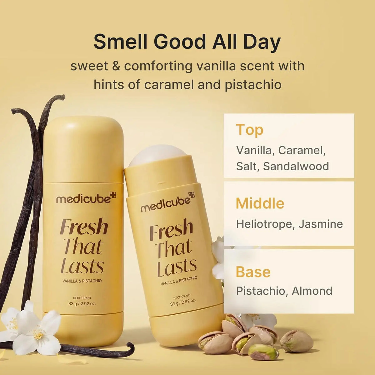 Vanilla & Pistachio deodorant with skin-brightening ingredients